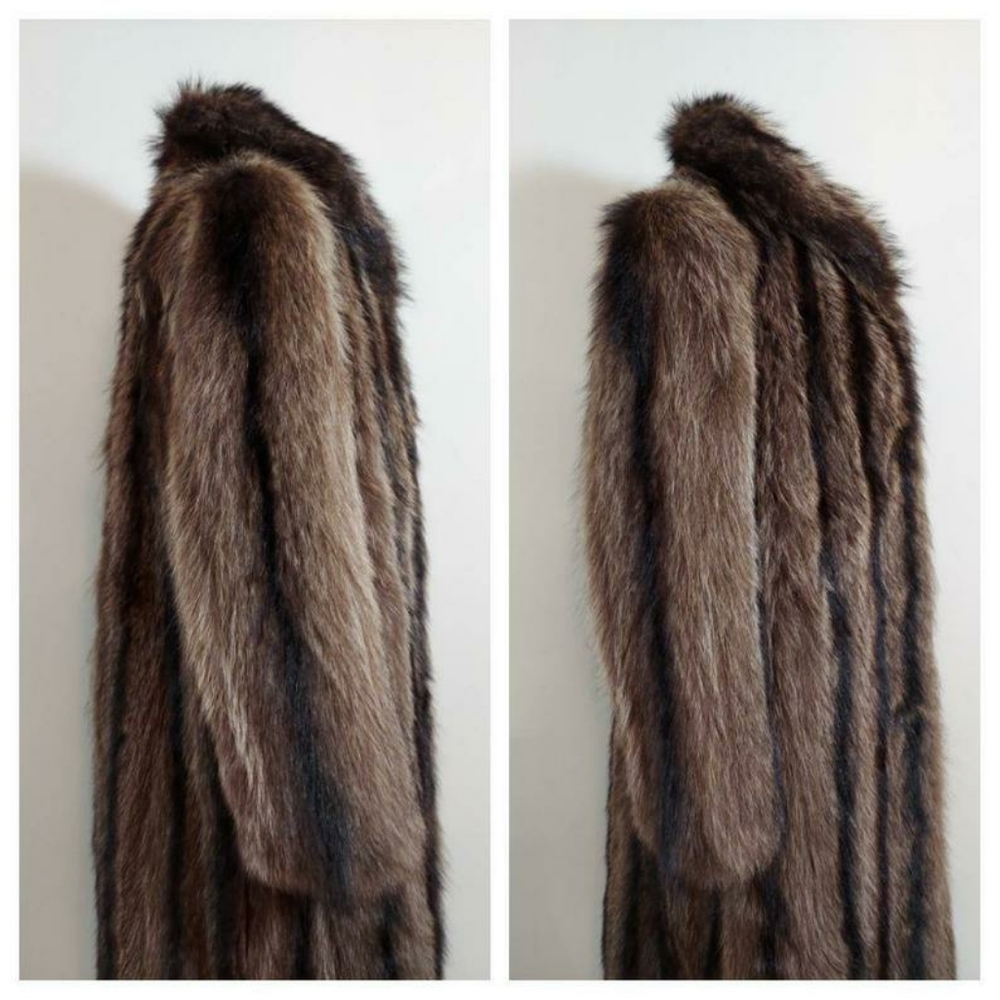LAST CALL🌺 Luxury vtg full length fur racoon striped coat - Picture 9 of 10